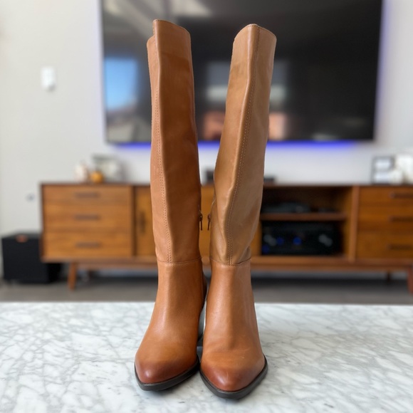 Tan Leather Knee-High Cowgirl Boots - Picture 8 of 15